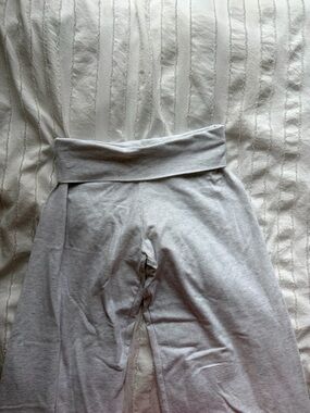 Brandy Melville Light Gray Fold-Over Waist Boot Cut Pants